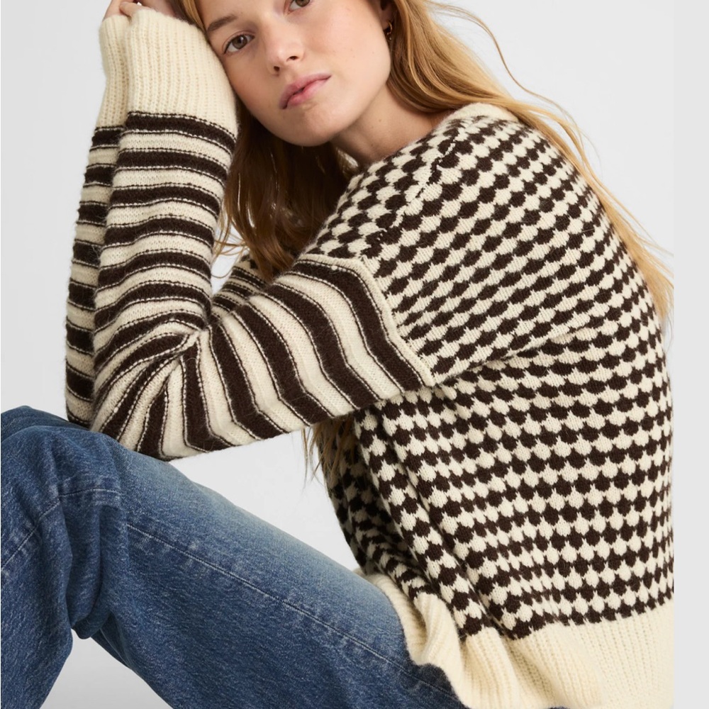 Madewell Striped and Checkered Knit Sweater
